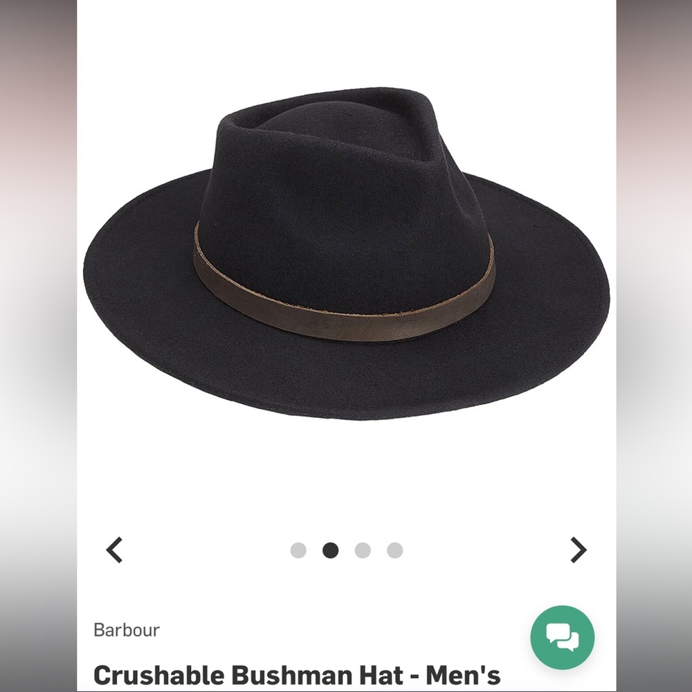Barbour Crushable Bushman Hat BLACK WOOL LARGE